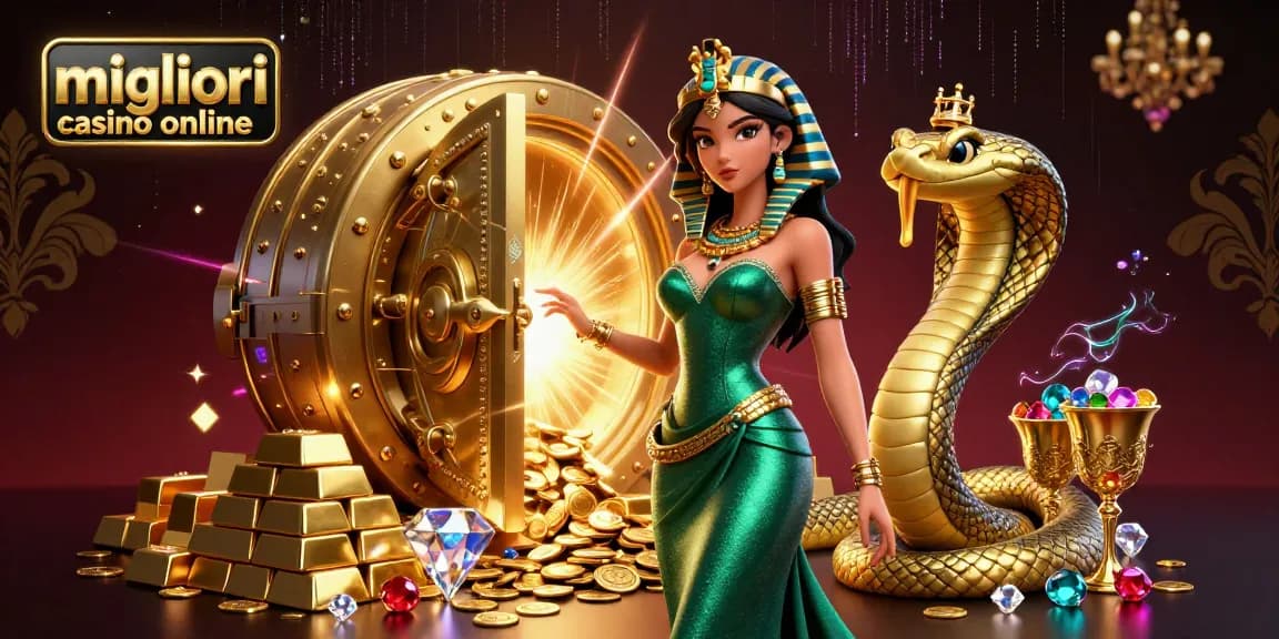 Migliora la tua esperienza di gioco con questa vivace scena 3D che mostra i migliori casino online.
