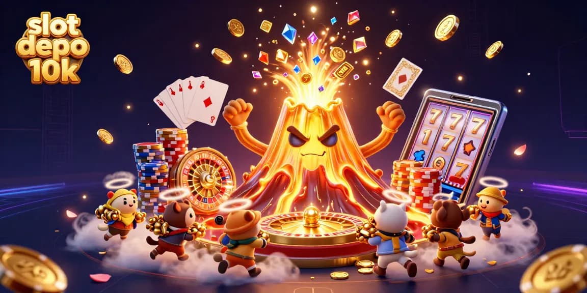 Experience the thrill of slot depo 10k with captivating scenes of gold coins and treasures.