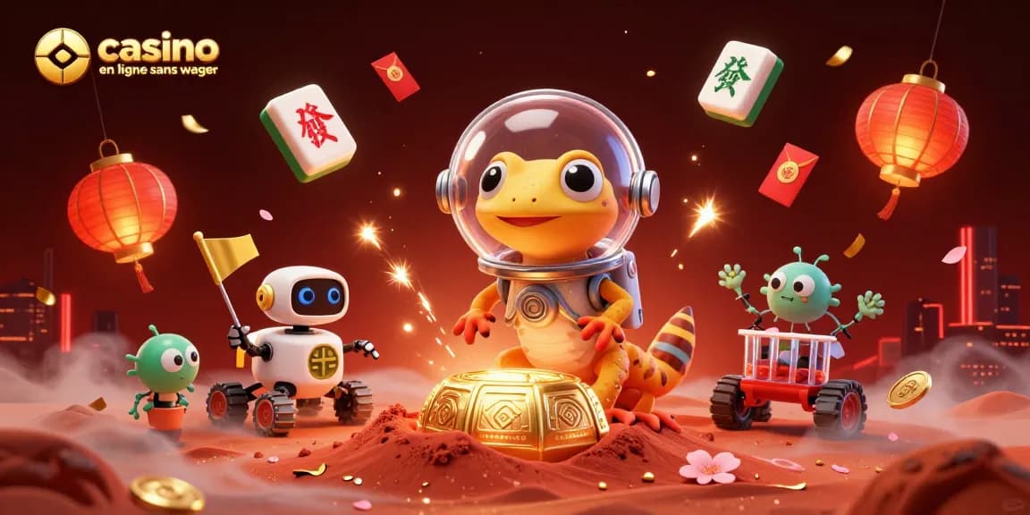 Visualisez le casino en ligne sans wager avec un lézard martien en pleine exploration et des bonus cachés.