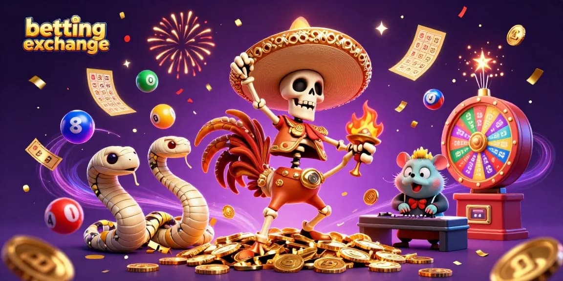 Experience the excitement of betting exchange with our colorful 3D casino illustration alive with vibrant characters and game elements.