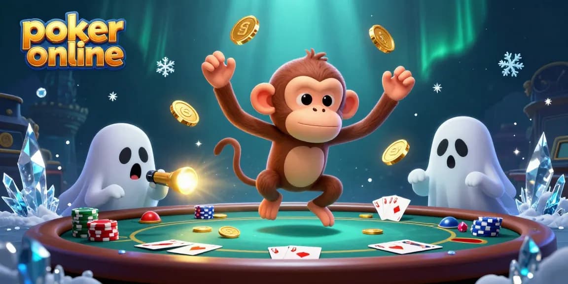 Découvrez le poker en ligne avec des personnages animés captivants dans une scène dynamique.