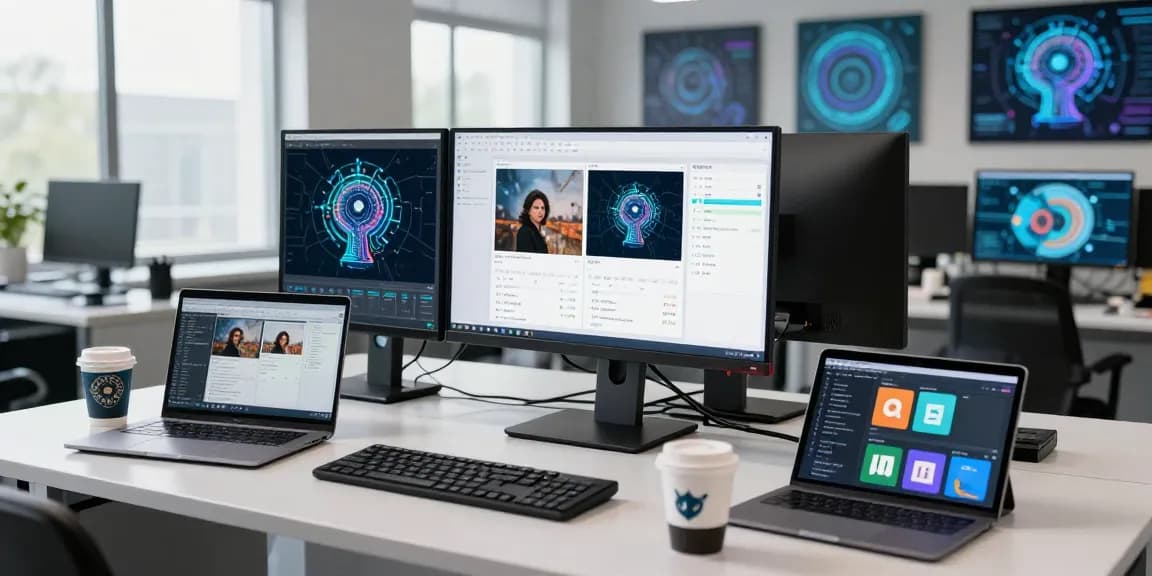 Analytical workspace displaying ai image checker results and tech tools.