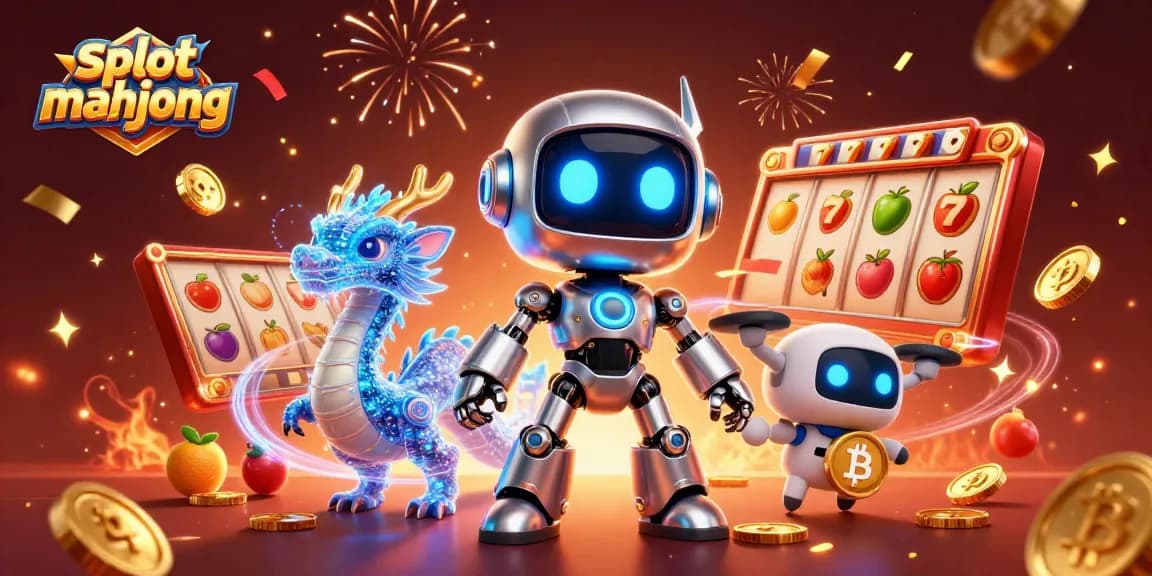 Engage with slot mahjong in action featuring a cyborg mascot, AI dragon, and bitcoin drone