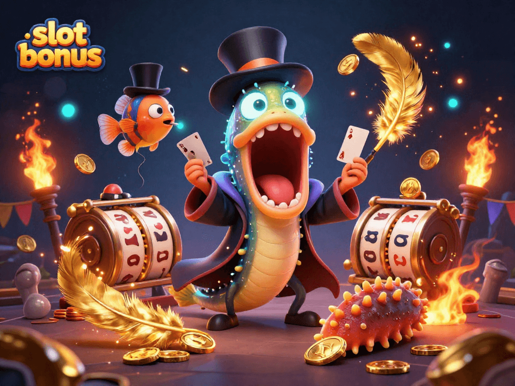 Experience thrilling slot bonus action with cheerful characters and vibrant casino elements.