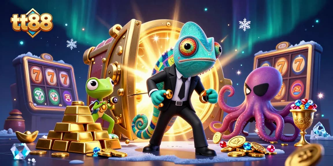 Engage with the thrilling world of tt88 casino gaming, where vibrant characters explore a treasure-filled scene.
