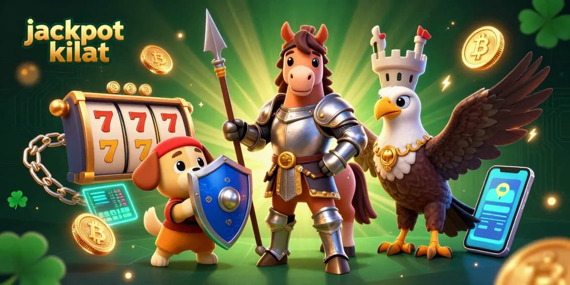 Spin with jackpot kilat as a medieval knight and friends navigate the casino for big winnings and luck.