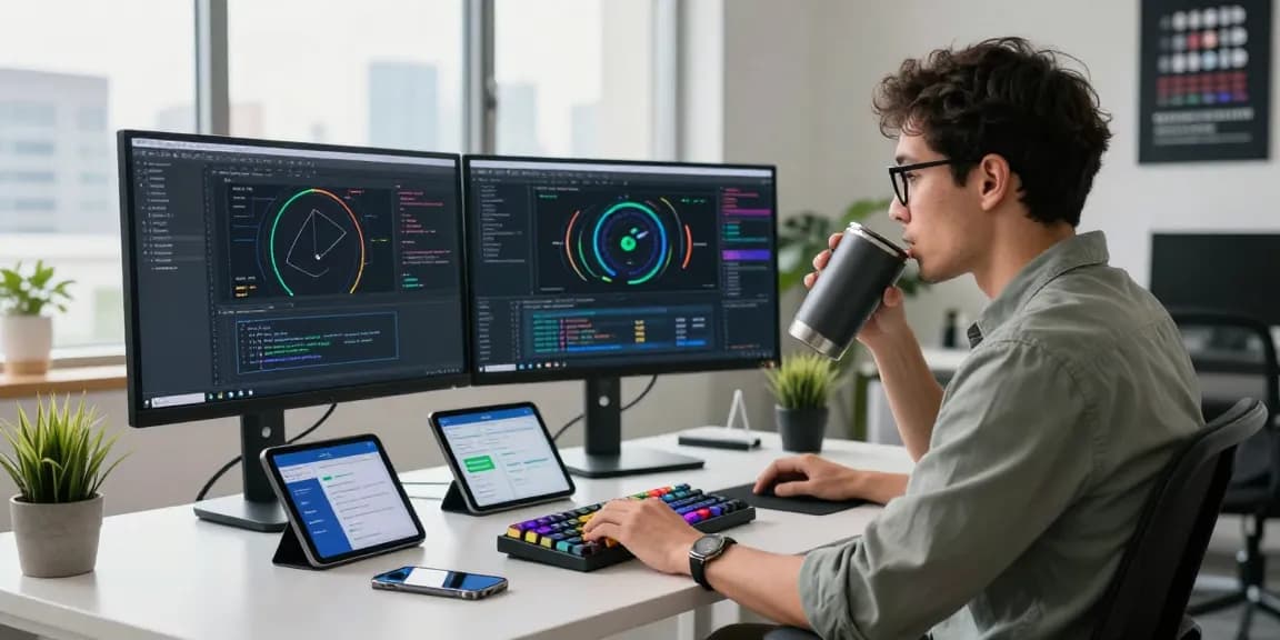 快连 network optimization professional using technology in a modern workspace