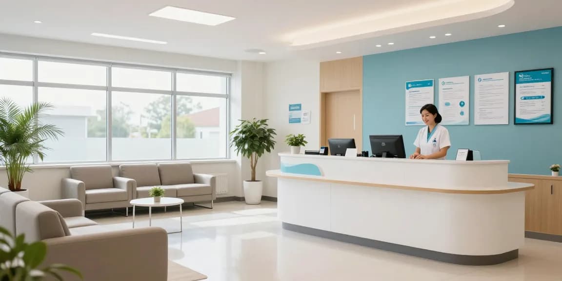 "BL555 Medical services at a welcoming health clinic, showcasing patient care with a friendly doctor consultation."