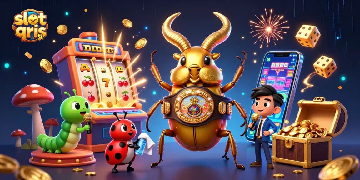 Engage with slot qris 5k as a giant golden beetle defies the odds amidst a jackpot explosion of coins.