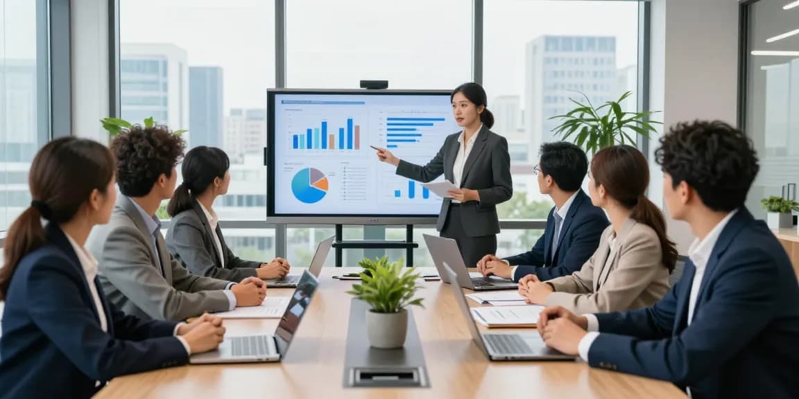 Service photographique d'entreprise avec une équipe diversifiée collaborant dans un bureau moderne.