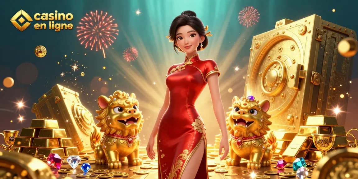Vibrez aux sensations du casino en ligne dans une illustration 3D dynamique et festive.