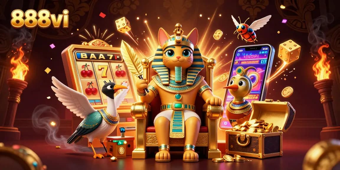 Spin to win at 888vi with decorative Egyptian-themed slot scene full of riches and excitement.