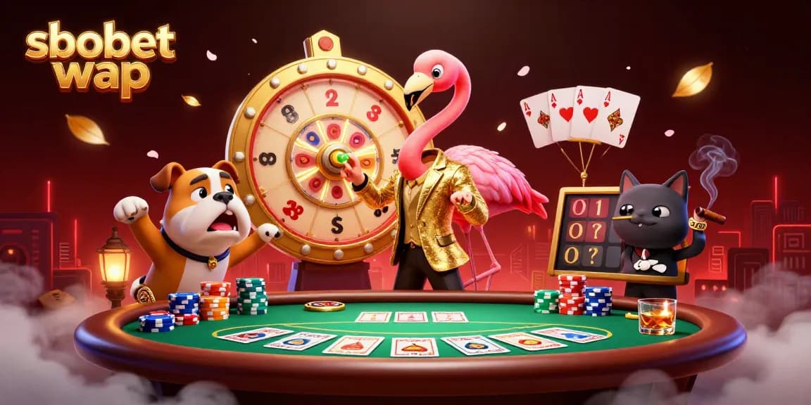 Experience sbobet wap with an engaging 3D casino scene rich in details and vibrant colors.