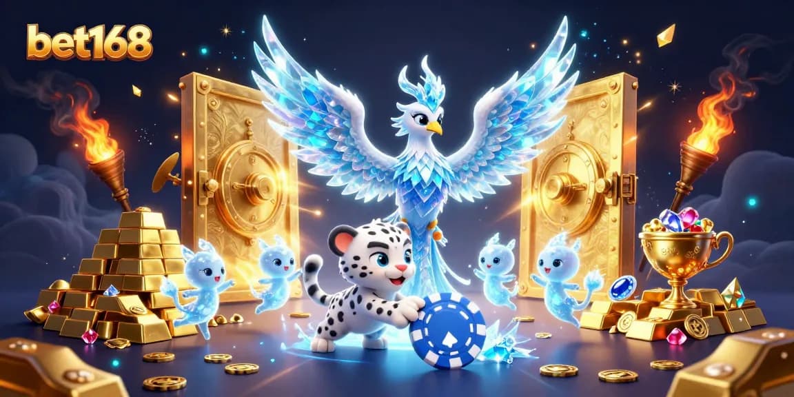 Engage in thrilling bets at bet168 while enjoying a vibrant 3D casino illustration.
