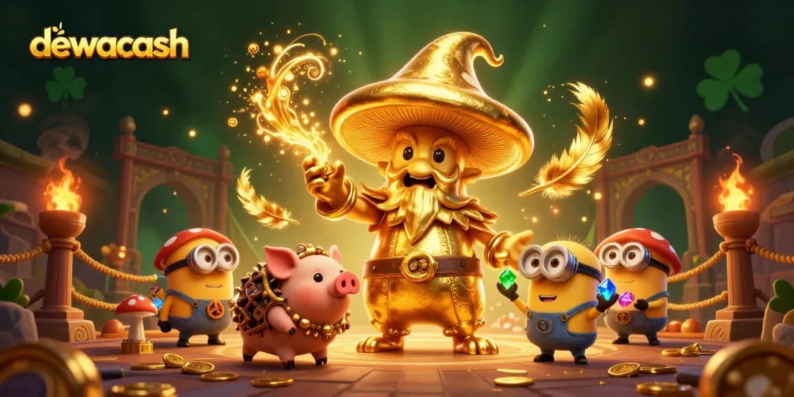 Dewacash brings treasure-hunting excitement with a golden mushroom wizard, truffle pig, and gemstone minions.
