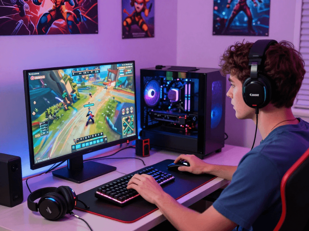 Engaging gaming scene depicting a player immersed in Raja 328 online gaming platform.