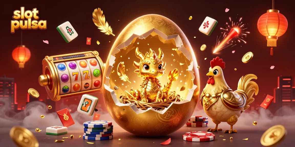 Menangkan jackpot dengan slot pulsa, bayi naga emas dan simbol keberuntungan di kasino online.