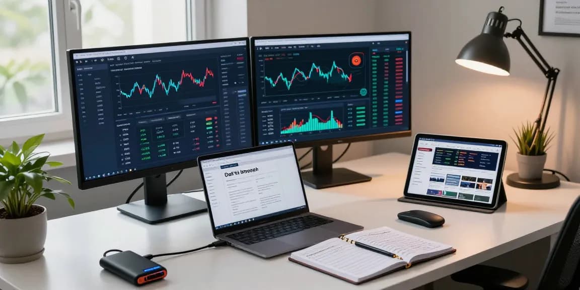Funexchange trading workspace with cryptocurrency analytics, secure wallet setup, and modern tech.