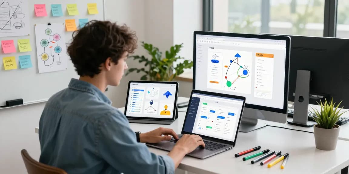 Designing the 纸飞机中文版 app interface in a modern workspace