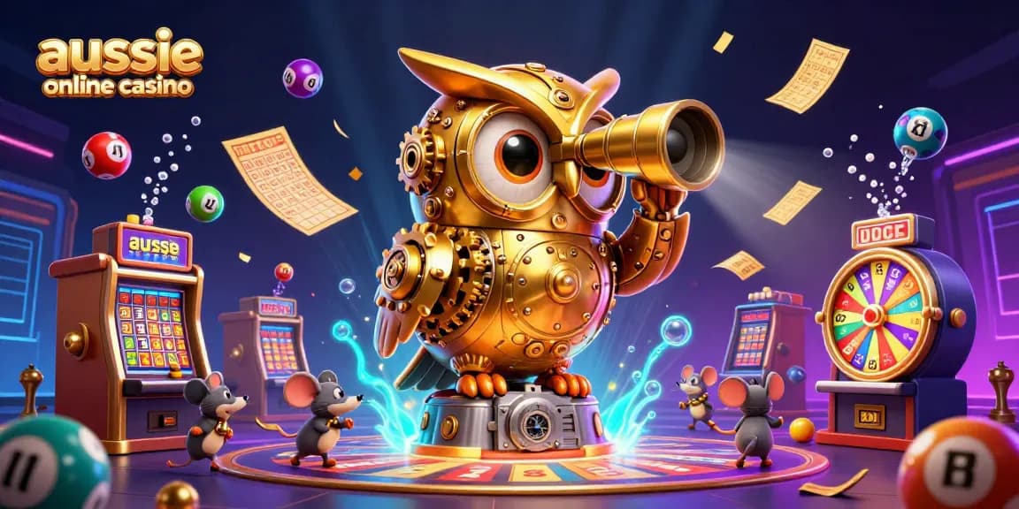 Engage with the aussie online casino scene in this vibrant 3D digital illustration showcasing gaming elements and excitement.