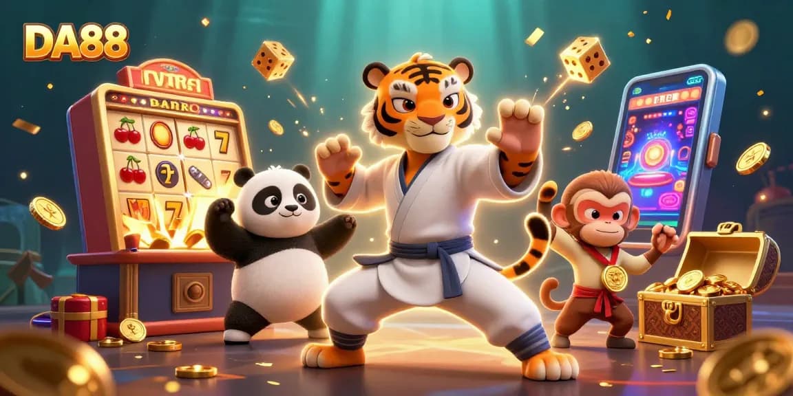 DA88 invites players to win with a vibrant slot machine and playful characters in captivating action.