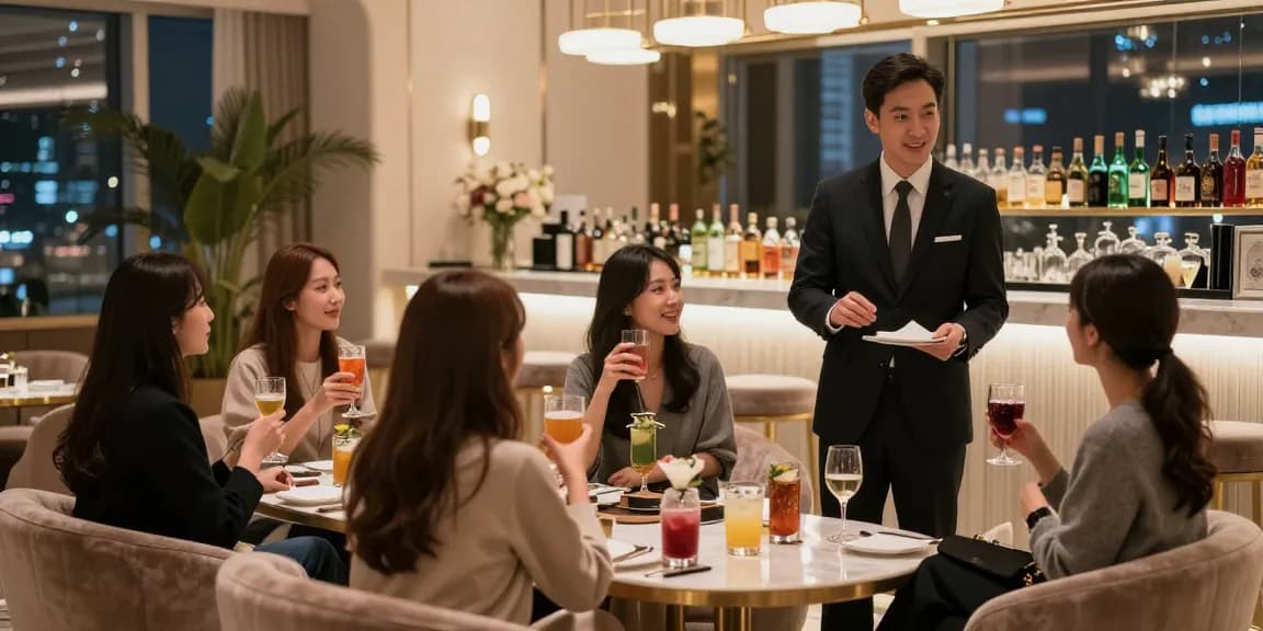 강남블랜딩에서 고급스러운 인테리어와 함께 친구들과 즐거운 시간을 보내는 모습