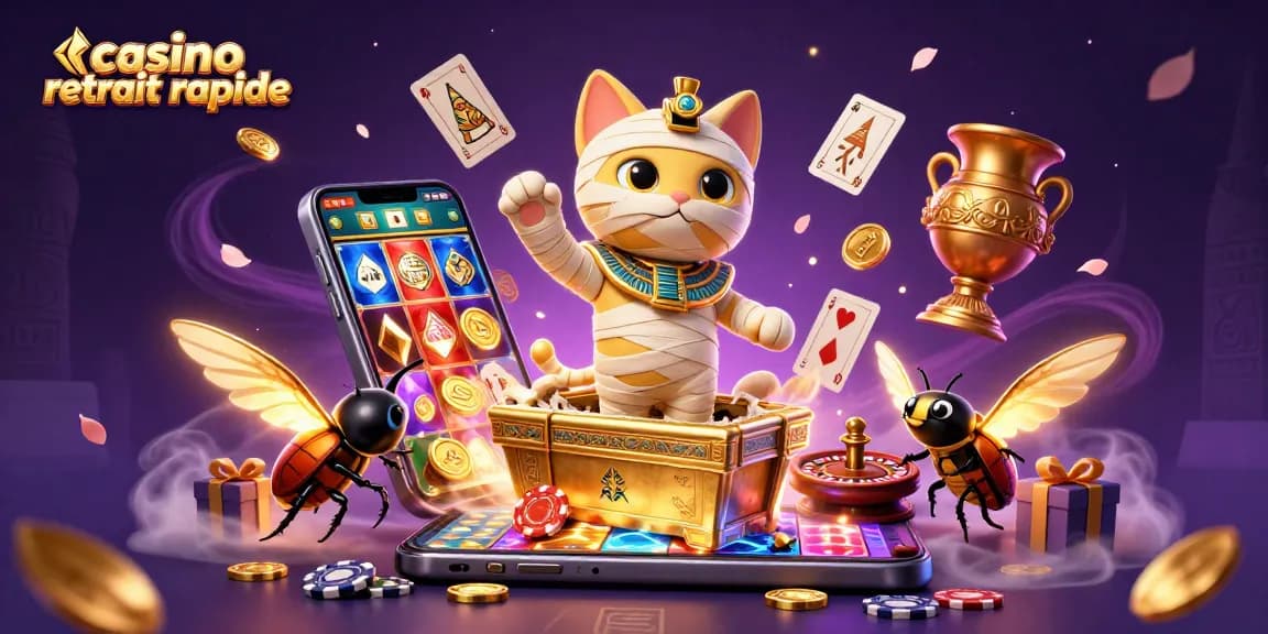 Profitez d'un casino retrait rapide en découvrant des trésors avec le chat momie et des jeux en pleine action.