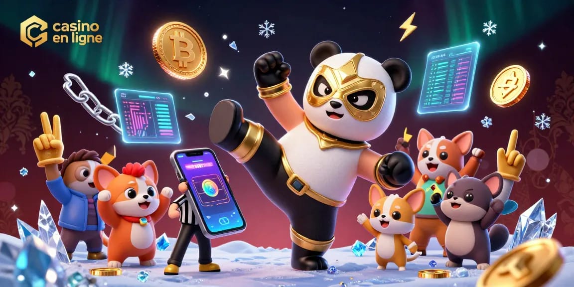 Engage with casino en ligne action featuring a panda wrestler's dynamic kick in an exciting scene.