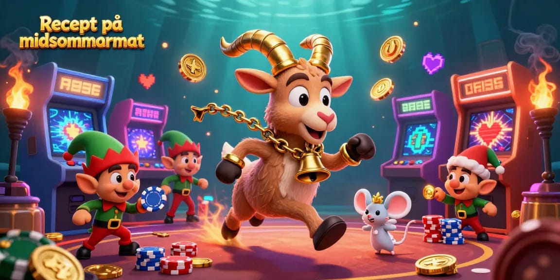 Engage in Recept på midsommarmat with festive casino action and magical characters in a vibrant scene.