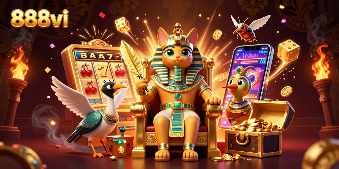 Spin to win at 888vi with decorative Egyptian-themed slot scene full of riches and excitement.