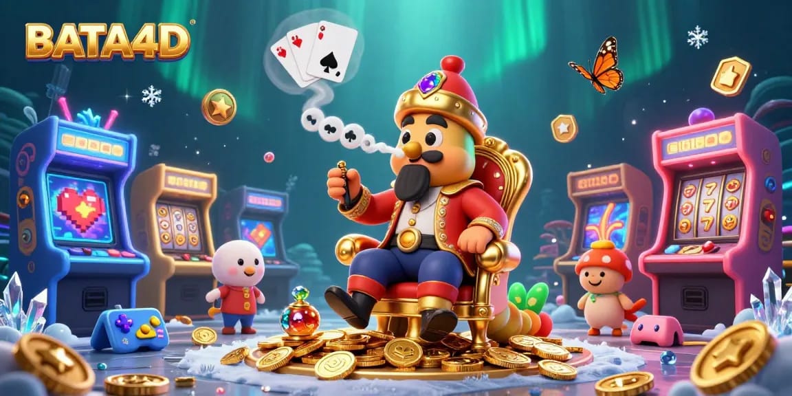 BATA4D energizes players with a vibrant casino scene featuring a lucky caterpillar and golden coins.