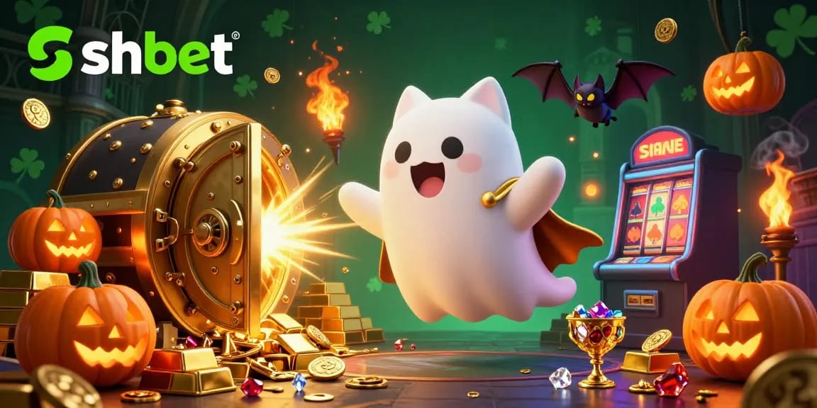 Experience the thrill of shbet as the ghost cat and bat explore a haunted casino filled with treasures and glowing jackpots.