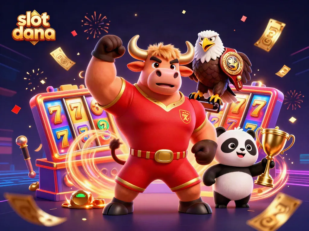 Mengakses slot dana dengan berbagai simbol slot yang berkilau dan kemenangan besar.