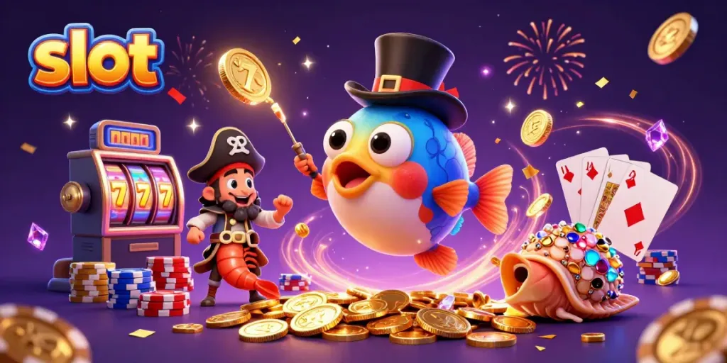 Engaging slot scene featuring a playful anglerfish with coins, pirate shrimp, and gemstone snail.