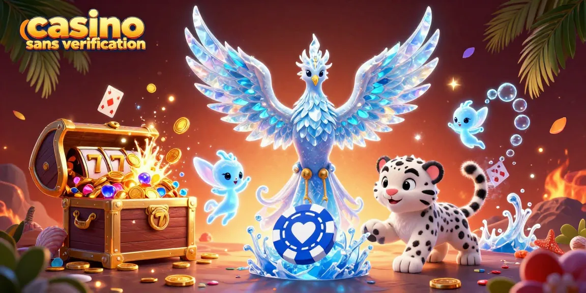 Faites vos jeux dans un casino sans vérification, avec des créatures fantastiques et des jetons de poker.