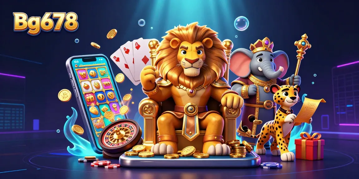 Engage with Bg678’s thrilling gaming scene featuring a lion king, vibrant slots, and more.
