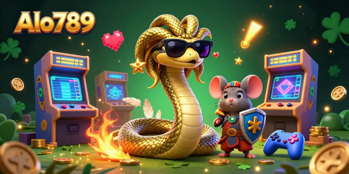 Alo789 enhances the excitement with a cute Medusa and warrior mouse in a vibrant cockfighting setting.