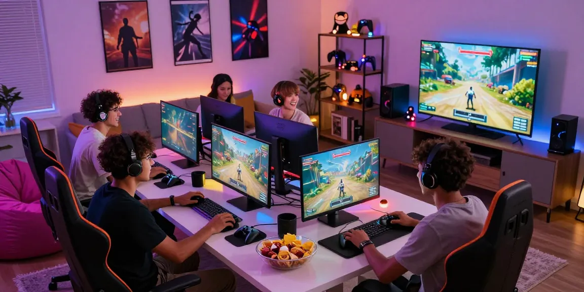 Engaging gaming scene showcasing pakde4d platform experience with diverse players in modern setup.